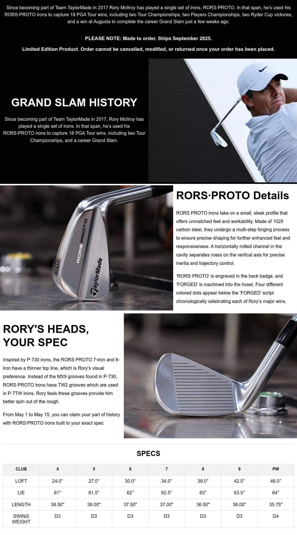 RORS∙PROTO Irons – Yesgolfshop.com