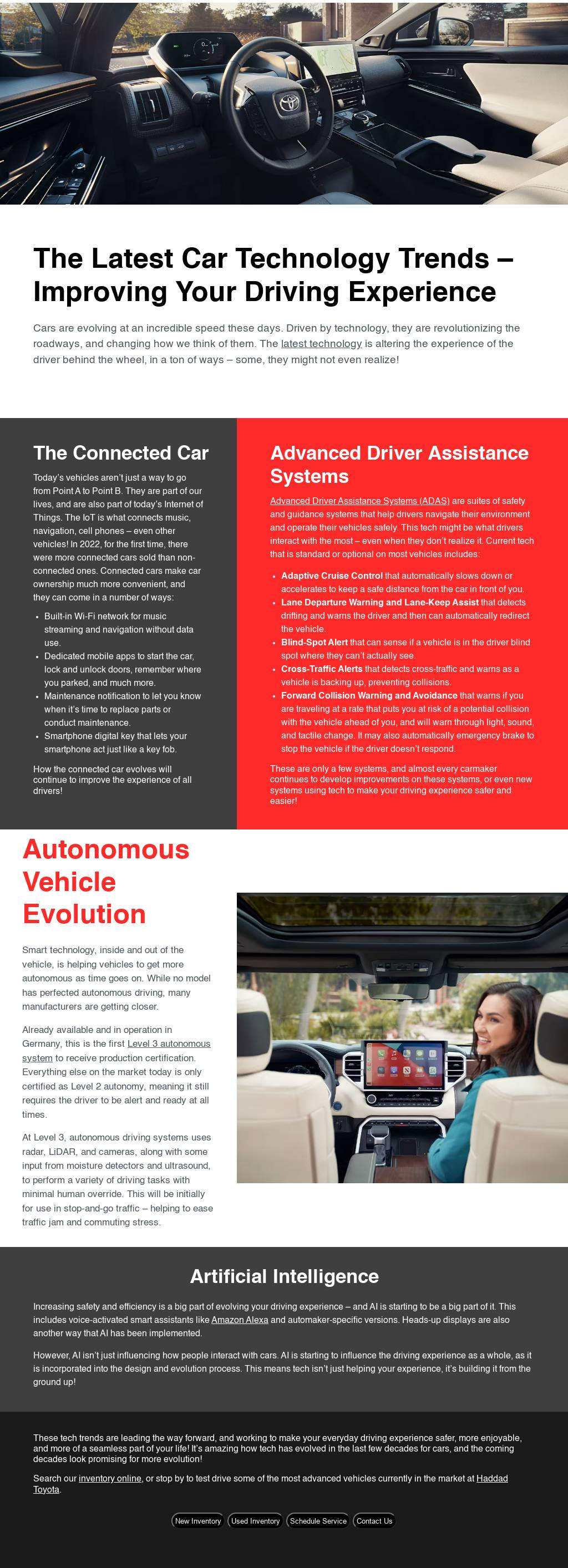 The Latest Car Technology Trends – Improving Your Driving Experience |  Haddad Toyota